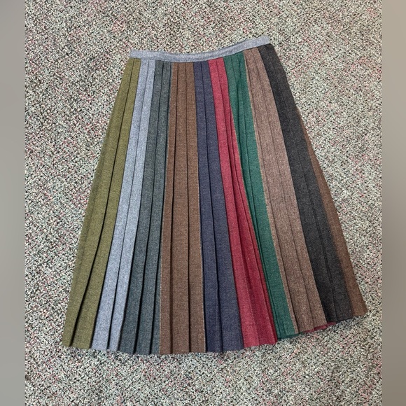 Vintage America Dresses & Skirts - Vintage Multi Color Wool Pleated Midi Skirt